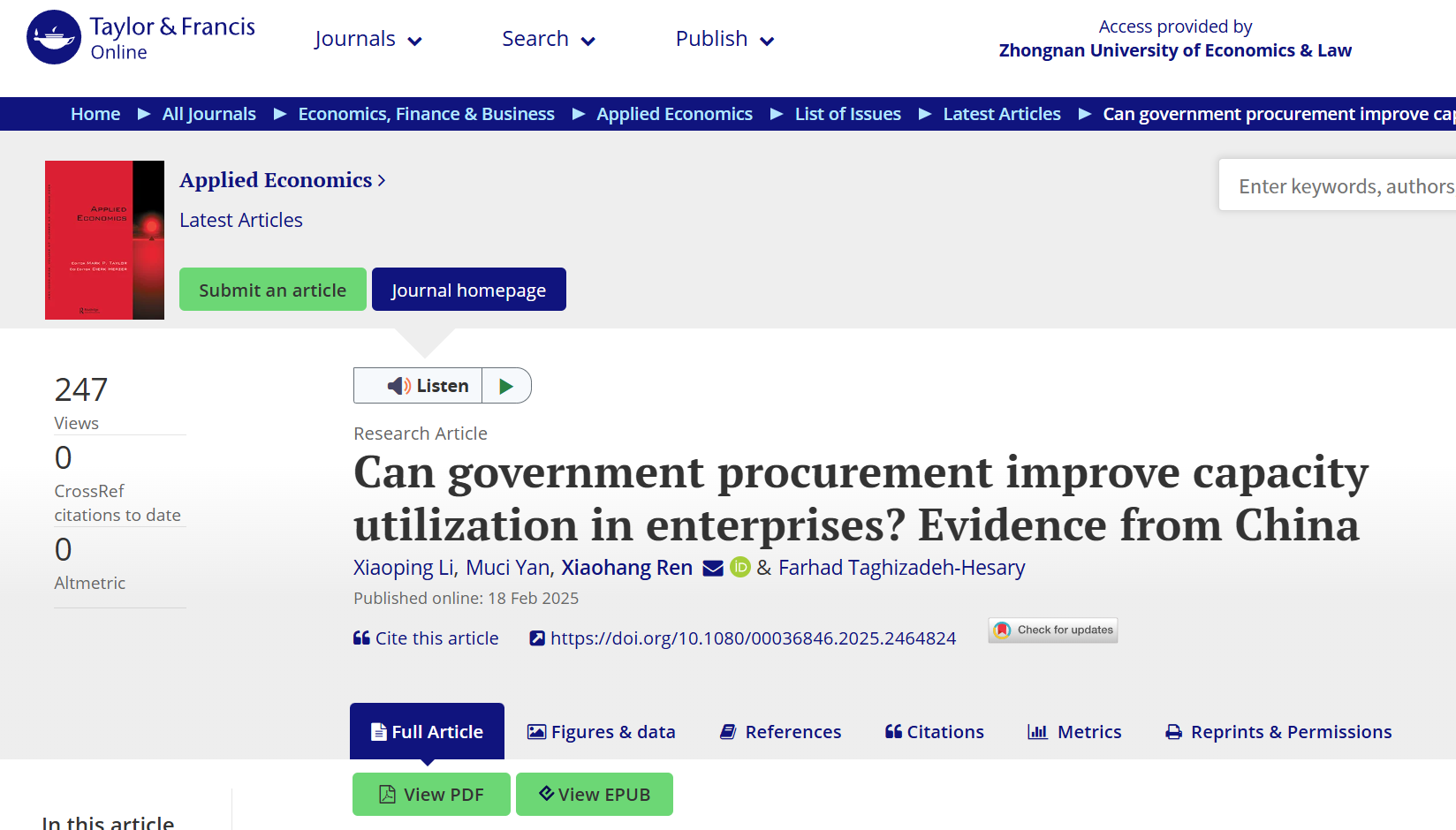 任晓航-Can government procurement improve capacity utilization in enterprises Evidence from China.png